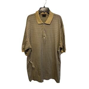 Vintage Bobby Jones Shirt 3 Button Tan Green Navy Golf Mens Size XL